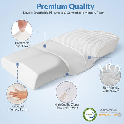 Transform Your Sleep with the XTX Ergonomic Cervical Memory Foam Pillow - Ultimate Neck and Shoulder Pain Relief for All Sleep Positions